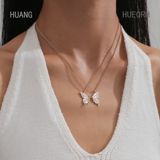 Hueqrh 2 ชิ้น / เซต คู่ สร้อยคอผีเสื้อ สําหรับผู้หญิง เพื่อนสนิท แฟนสาว น้องสาว มิตรภาพ ระยะทาง จี้สร้อยคอ แฟชั่น เครื่องประดับ