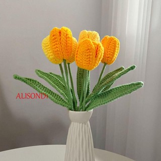 ALISOND1 ดอกทิวลิปปลอม ผ้าถัก สีขาว สีชมพู แบบสร้างสรรค์ สําหรับตกแต่งโต๊ะงานแต่งงาน ห้องนั่งเล่น