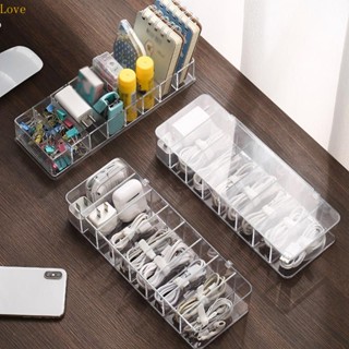 Love กล่องลิ้นชัก 8 ช่อง สีโปร่งใส สําหรับเก็บเครื่องประดับ สายเคเบิ้ล USB ออฟฟิศ