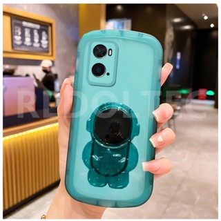 สําหรับ OPPO A76 A96 ดวงตา เจลลี่ใส เคสโทรศัพท์มือถือ ป้องกันเลนส์ ฝาครอบ TPU นิ่ม พร้อมที่วางขาตั้ง นักบินอวกาศ