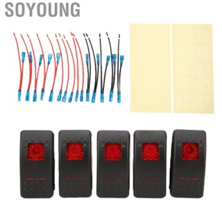 Soyoung Rocker Switch 5 Pack SPST With Night  5PIN Red