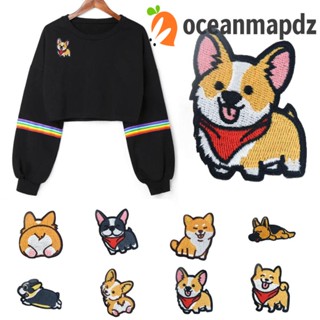 OCEANMAPDZ แผ่นแพทช์ ปักลาย Dachshund Corgi สําหรับตกแต่งเสื้อผ้า