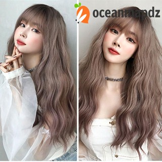 OCEANMAPDZ วิกผมยาวหยิกสังเคราะห์ ทนความร้อน สีน้ําตาล สําหรับผู้หญิง