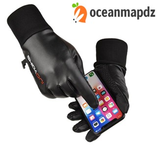 OCEANMAPDZ ถุงมือหนัง Pu แบบสั้น ให้ความอบอุ่น เหมาะกับใส่ตกปลากลางแจ้ง สําหรับผู้ชาย จํานวน 1 คู่