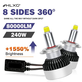 【สว่างมาก】หลอดไฟหน้ารถยนต์ Led HLXG 80000LM 360 Turbo CSP 9005 9006 HB3 HB4 H7 canbus 9012 Hir2 H8 h11 H1 6000K 4300K