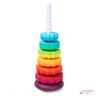 Rainbow Tower Stack ของเล่นสี Spining Building Blocks Ring สำหรับเด็กของเล่นความรู้ความเข้าใจเพื่อการศึกษา [N/8]