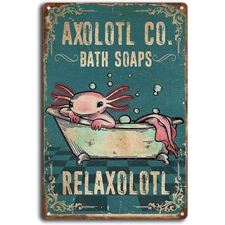 Skiygth โปสเตอร์โลหะดีบุก ลาย Axolotl Co Bath Soaps Relaxolotl สไตล์วินเทจย้อนยุค 8x12 นิ้ว