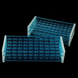 [Dhin] 10pcs Plastic test tubes vials with caps &amp; pipe rack holder stand 40/50 holes COD