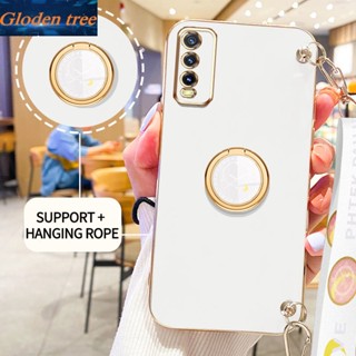 เคสโทรศัพท์มือถือ ลายต้นไม้ Gloden พร้อมนาฬิกา สําหรับ Vivo Y20 2021 Y20i Y20S G Y12S 2021 Y20A Y12A Y3S Vivo 2026 V2029 V2038 V2044 V2033 V2042 V2069 V2039 V2068 V2027 V2032