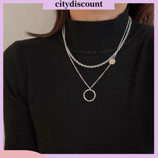 &lt;citydiscount&gt; สร้อยคอโช้กเกอร์ หลายชั้น ทรงเรขาคณิต ปรับได้ เครื่องประดับ