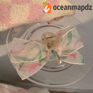 OCEANMAPDZ กิ๊บติดผมหางม้า แบบตาข่ายใส รูปดอกไม้ ฉลาม สไตล์เกาหลี หรูหรา แฟชั่นฤดูใบไม้ผลิ