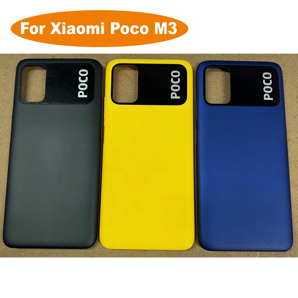 ฝาหลังสําหรับ Xiaomi POCO M3 ฝาหลังแบตเตอรี่ด้านหลังฝาครอบประตู M2010J19CG M2010J19CT ด้านหลัง
