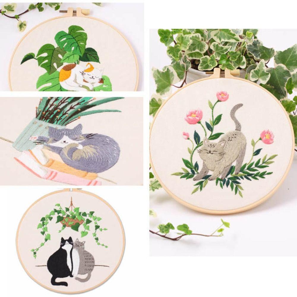 SUCHENTH DIY ชุดเย็บปักถักร้อย,ด้ายเข็มแมวรูปแบบชุดข้าม,เครื่องมือเย็บปักถักร้อยเครื่องประดับอุปกรณ์เย็บผ้าเข็ม Punch เย็บหัตถกรรมชุดตกแต่งบ้าน - รูปที่ 6