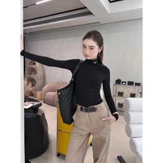 E4KZ PR * A 2023 spring and summer new letter triangle logo decorative design fashion all-match high collar bottoming shirt womens long