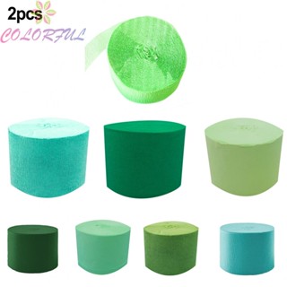 【COLORFUL】Crepe Paper Green Strong Crepe Paper Roll Durable 2 Rolls Cake Paper Roll