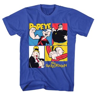 เสื้อยืดแขนสั้น คอกลม ผ้าฝ้ายแท้ พิมพ์ลายการ์ตูน Popeye Oliver Sailor Bobby สําหรับผู้ชาย และผู้หญิง S-5XL