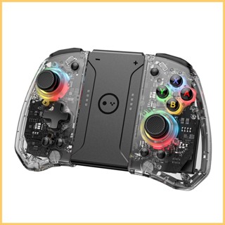 เกมแพดควบคุมเกมไร้สาย RGB เรืองแสง ปรับได้ สําหรับ NS Switch Turbo Gyroscope