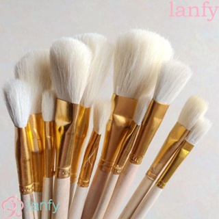 LANFY แปรงขนสัตว์ เซรามิค เคลือบเงา แบบมืออาชีพ สําหรับวาดภาพสีน้ํา เครื่องปั้นดินเผา