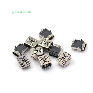 Greatshore ซ็อกเก็ตเชื่อมต่อ PCB ตัวเมีย USB 5 Pin Type B มุมขวา 2 ขา DIY 10 ชิ้น TH