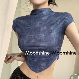 Moon  เสื้อครอป เสื้อแฟชั่นผู้หญิง y2k สีพื้น สําหรับผู้หญิง ใส่ไปคลับ ปาร์ตี้ 2023 NEW 23071119 Beautiful ins สวย ทันสมัย A29J1HX 36Z230909