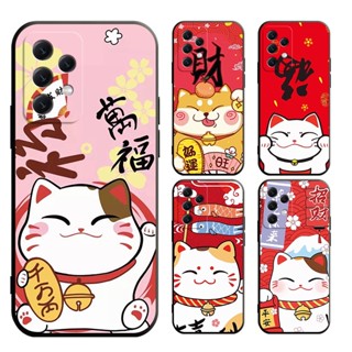 SAMSUNG A14 A13 A12 A11 A10S A12 A11 A04 A03 A04E A02S A02 เคสโทรศัพท์มือถือแบบนิ่ม ลายแมวนําโชค สไตล์จีน สําหรับ