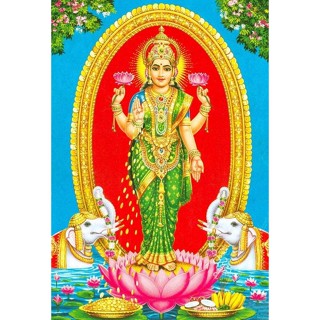 โปสเตอร์ภาพวาดผ้าใบ Laxmi Hindu Goddess Wealth Fortune Prosperity สําหรับตกแต่งห้อง