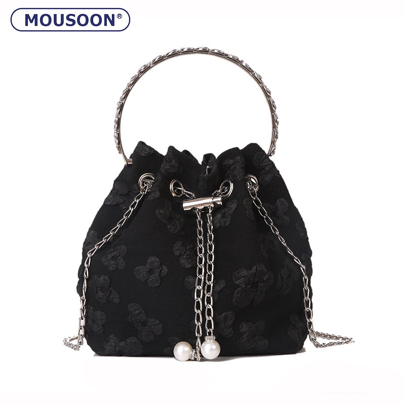 Mousoon กระเป๋าสะพายข้างผู้หญิงทรงจีบกระเป๋าถือลายดอกไม้