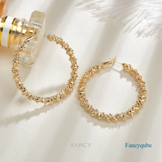 Fancy ต่างหูเข็มเงินแท้ S925 ทรงกลม ขนาดใหญ่ เรียบง่าย แฟชั่นเกาหลี ตะวันตก