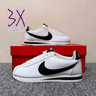 ใหม่ NIKE Cortez White Black Unisex พร้อมถุงเท้า Elite ฟรี