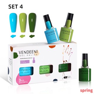 Vendeeni ยาทาเล็บเจล สีนีออน สีม่วง สีแดง เนื้อแมตต์ สีเขียว 3 สี ต่อชุด