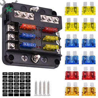 บล็อกฟิวส์วงจร 6 ทาง 12V 24V พร้อมฟิวส์ 12 ใบมีด ไฟแสดงสถานะ LED SHOPCYC0688