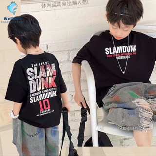 ✨ พร้อมส่ง เสื้อยืดแขนสั้น ผ้าฝ้าย พิมพ์ลายตัวอักษร สไตล์เกาหลี แฟชั่นฤดูร้อน สําหรับเด็กผู้ชาย อายุ 1-5 ปี