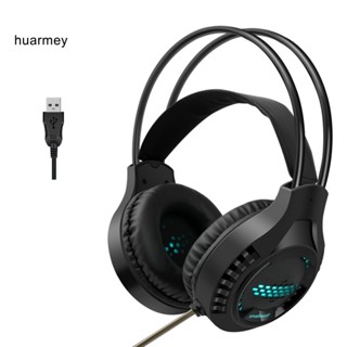 Huarmey AK3 ชุดหูฟังเล่นเกม แบบมีสาย เอฟเฟคไฟ RGB เรืองแสง พร้อมไมโครโฟน สําหรับเล่นเกม