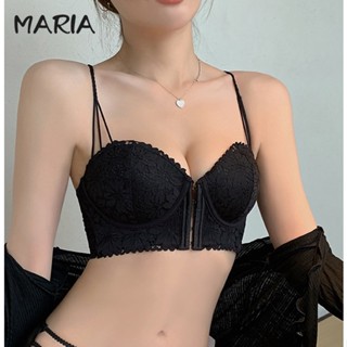 Maria ชุดชั้นในสตรี บาง หัวเข็มขัดด้านหน้า สไตล์เต้านมใหญ่ ดูเล็ก ลูกไม้ฝรั่งเศส ดูหน้าอกเล็ก รวบรวมชุดชั้นในป้องกันการหย่อนคล้อย