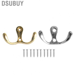 Dsubuy 5Pcs Zinc Alloy  Hooks Heavy Duty Double Prong Wall Mounted Clothes Hanger Bedroom Bathroom