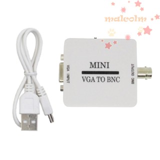 Malcolm กล่องแปลงวิดีโอ Mini HD VGA เป็น BNC เอาท์พุท BNC อะแดปเตอร์วิดีโอ VGA เป็น BNC ประชุมวิดีโอ