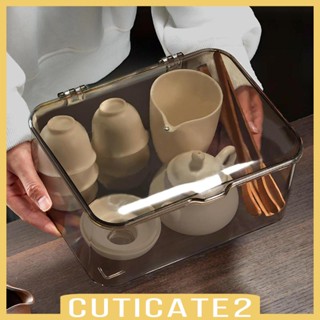 [Cuticate2] Tea Set Storage Box Office Desktop Organiser Transparent Sundries Holder