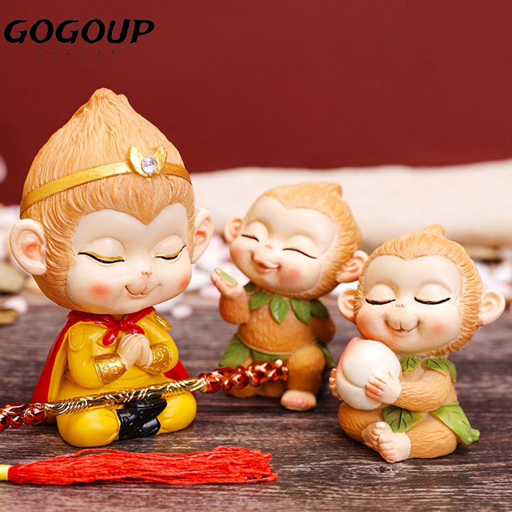 Gogoup โมเดลเรซิ่น รูปปั้นลิงคิง เครื่องประดับ สําหรับตกแต่งภายในรถยนต์ ห้องนั่งเล่น