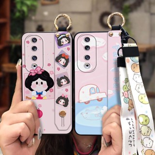 Anti-knock Dirt-resistant Phone Case For Huawei Honor90 Pro Silicone Wristband painting flowers Original Back Cover Durable