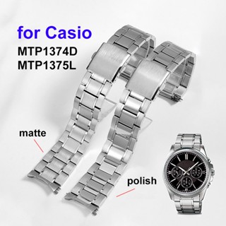 สายนาฬิกาข้อมือสเตนเลส 22 มม. พร้อมหัวเข็มขัดพับได้ สําหรับ Casio MTP1374D MTP1375L