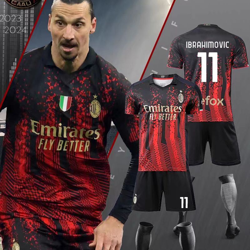 เสื้อกีฬาแขนสั้น ลายทีม Ac Milan Jersey No. ชุดยูนิฟอร์มฟุตบอล 11 Eevee แบบใหม่ สไตล์สปอร์ต สําหรับผ