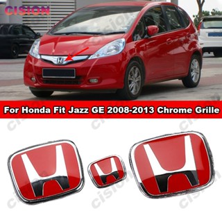 กระจังหน้าอะคริลิค ลายโลโก้ 3D สีแดง สําหรับ Honda Fit Jazz GE 2008-2013