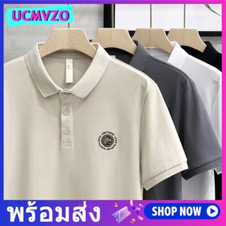 เสื้อโปโลแขนสั้นลําลอง ผ้าฝ้าย ปักลาย ระบายอากาศได้ดี มี 4 สี แฟชั่นสําหรับผู้ชาย