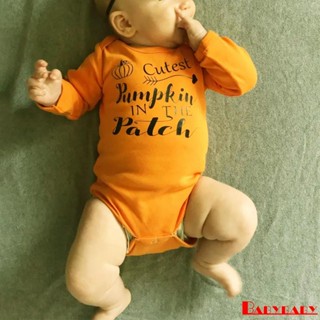 Babybaby- ชุดบอดี้สูท คอกลม แขนยาว พิมพ์ลายฟักทอง ตัวอักษร สําหรับเด็ก