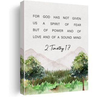 โปสเตอร์ผ้าใบ ลายคัมภีร์ไบเบิล Verse 2 Timothy 1:7 สําหรับตกแต่งผนังบ้าน ออฟฟิศ