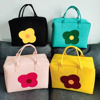 Felt bag travel portable bag small fresh flowers large capacity storage shopping bag drawbar luggage handbag