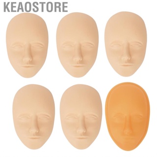 Keaostore 5pcs Silicone Tattoo Practice Face 3D Microblading Cosmetic Training Fake Skins with Orange Skin Support Base Supplies