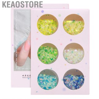 Keaostore Nail Flakes 6 Box Colors Safe Sequins Luminous Fine Workmanship Stylish for Party