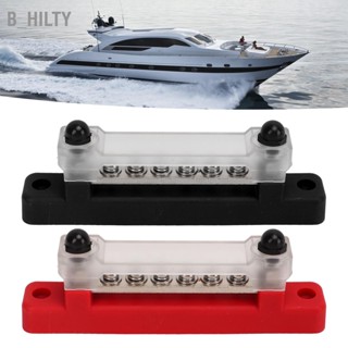 B_HILTY 6 Terminal Bus Bar พร้อมฝาปิด 48V 150A 2 Studs Power Distribution Block สำหรับ Car Boat Marine Caravan RV