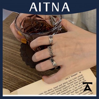 Aitna ชุดแหวนแฟชั่น ทรงเรขาคณิต สามชิ้น ปรับขนาดได้